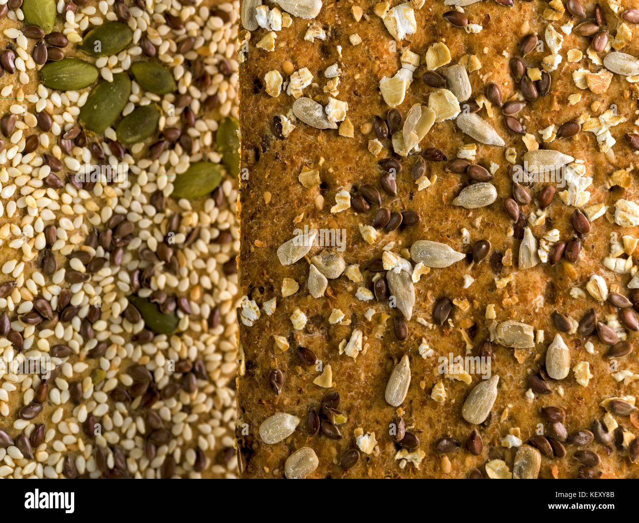 two grain covered crisp breads as a close up macro photographCrisp-bread Stock Photo