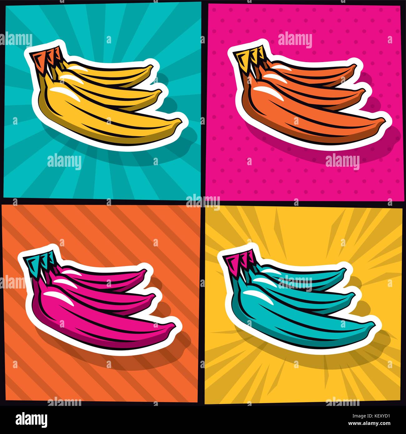 Delicious Bananas Pop Art Icons Stock Vector Image And Art Alamy