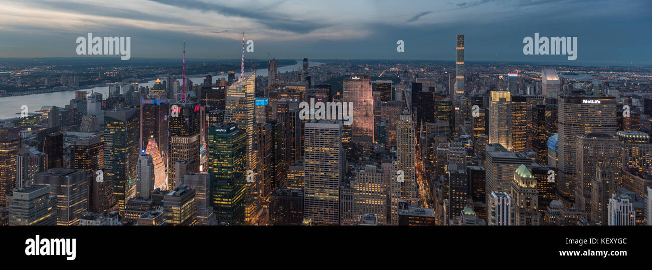New York City panorama at night Stock Photo