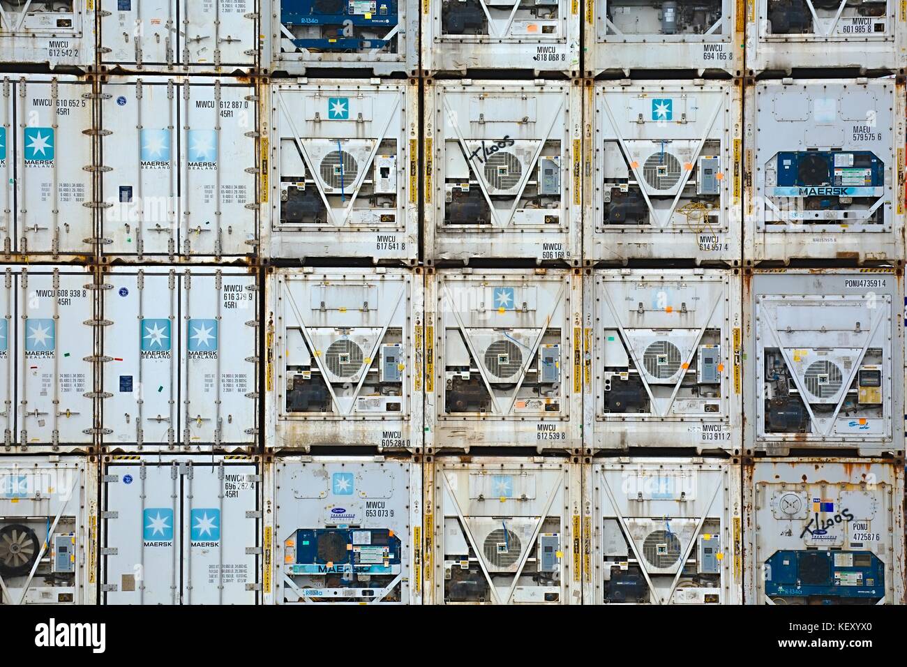 Stacked Refigerated Containers Stock Photo