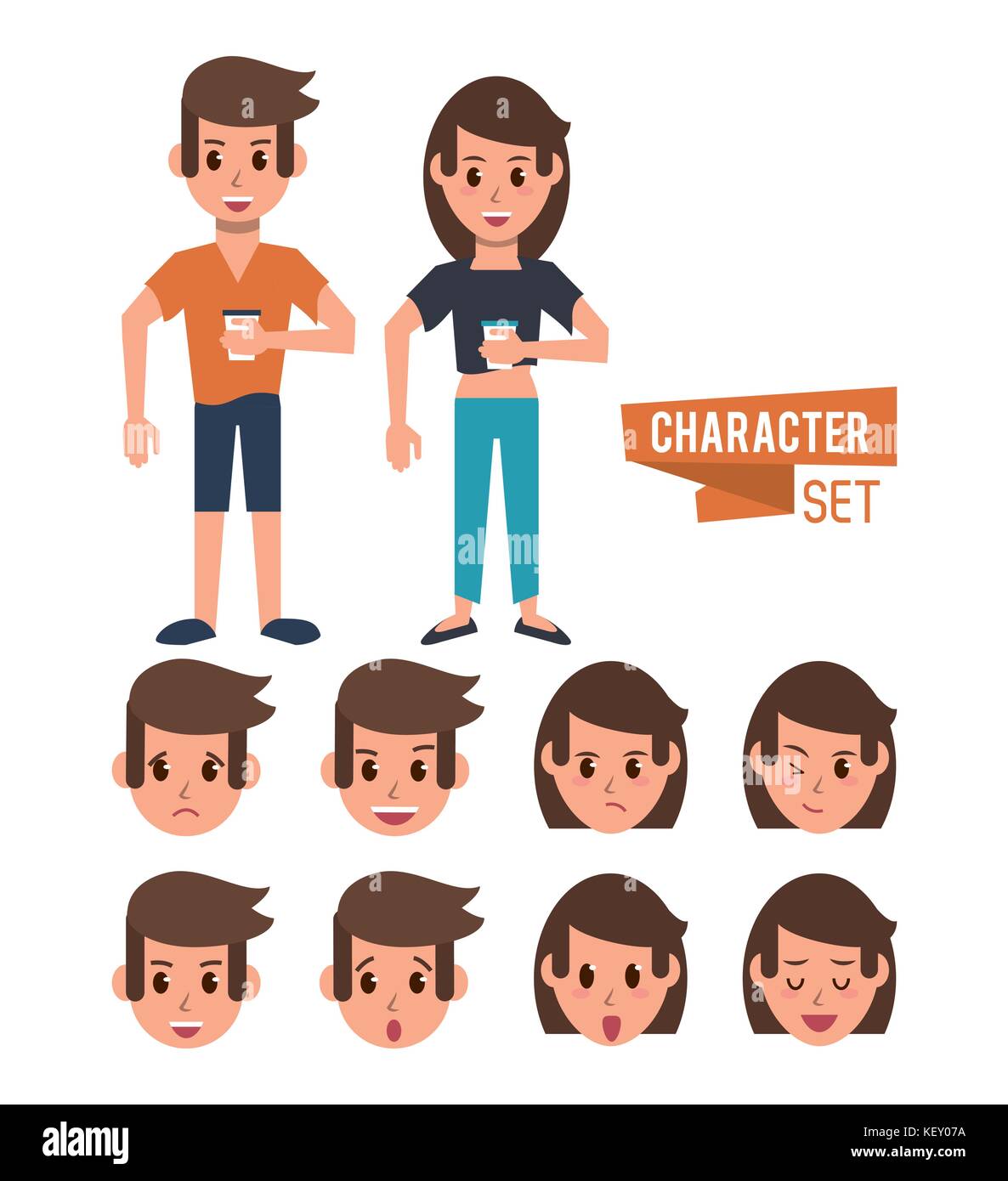 cartoon characters man woman