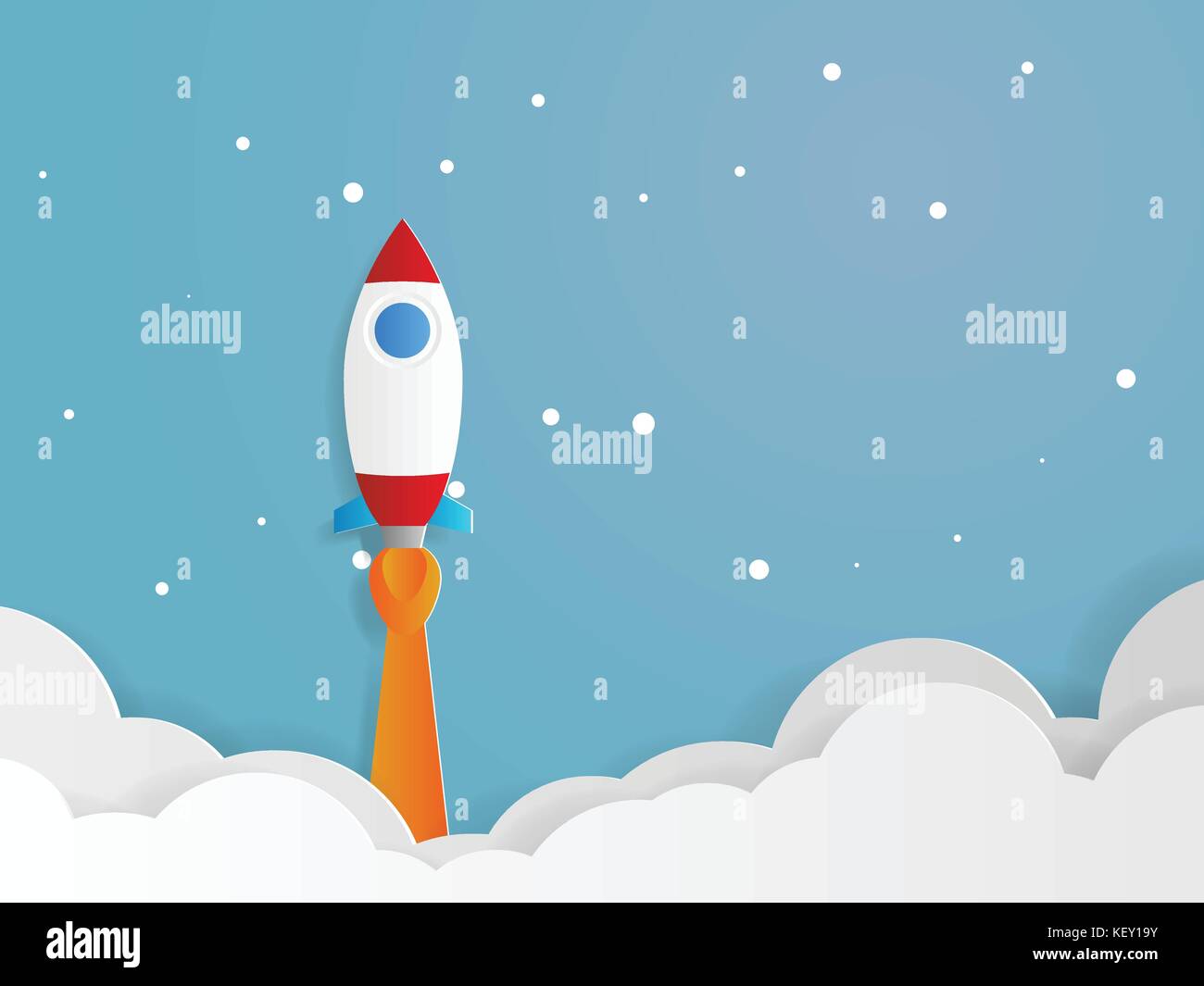 rocket launcher startup business concept paper art style vector ...