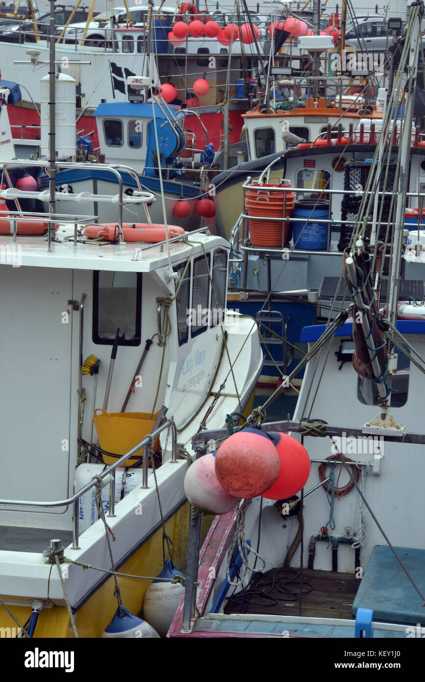 The harbour in Padstow, north cornwall packed or full with colourful