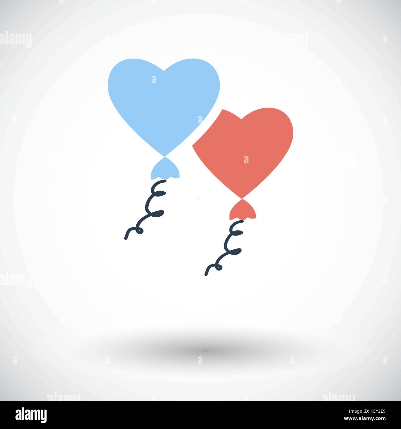 Heart balloon. Single flat icon on white background. Vector ...