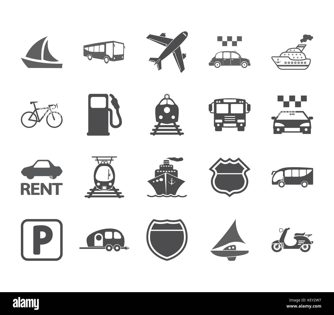 Transportation icon set. Vector illustration. Stock Vector