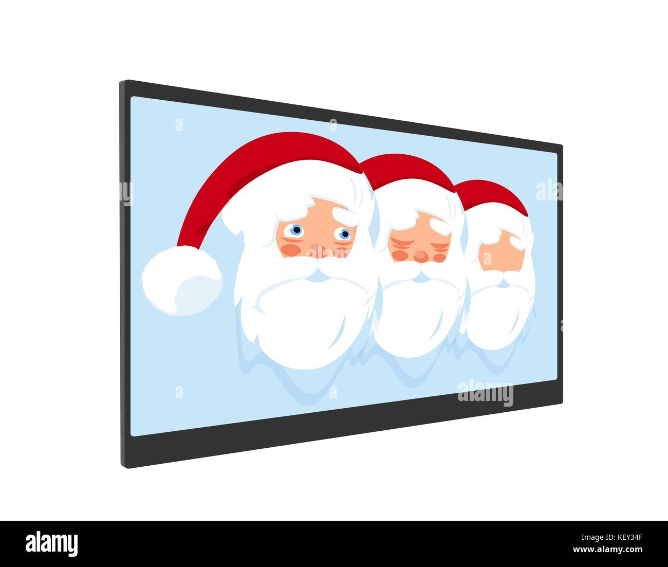 Christmas. Santa Claus wearing a hat with a beard. New Year's TV show. illustration Stock Vector