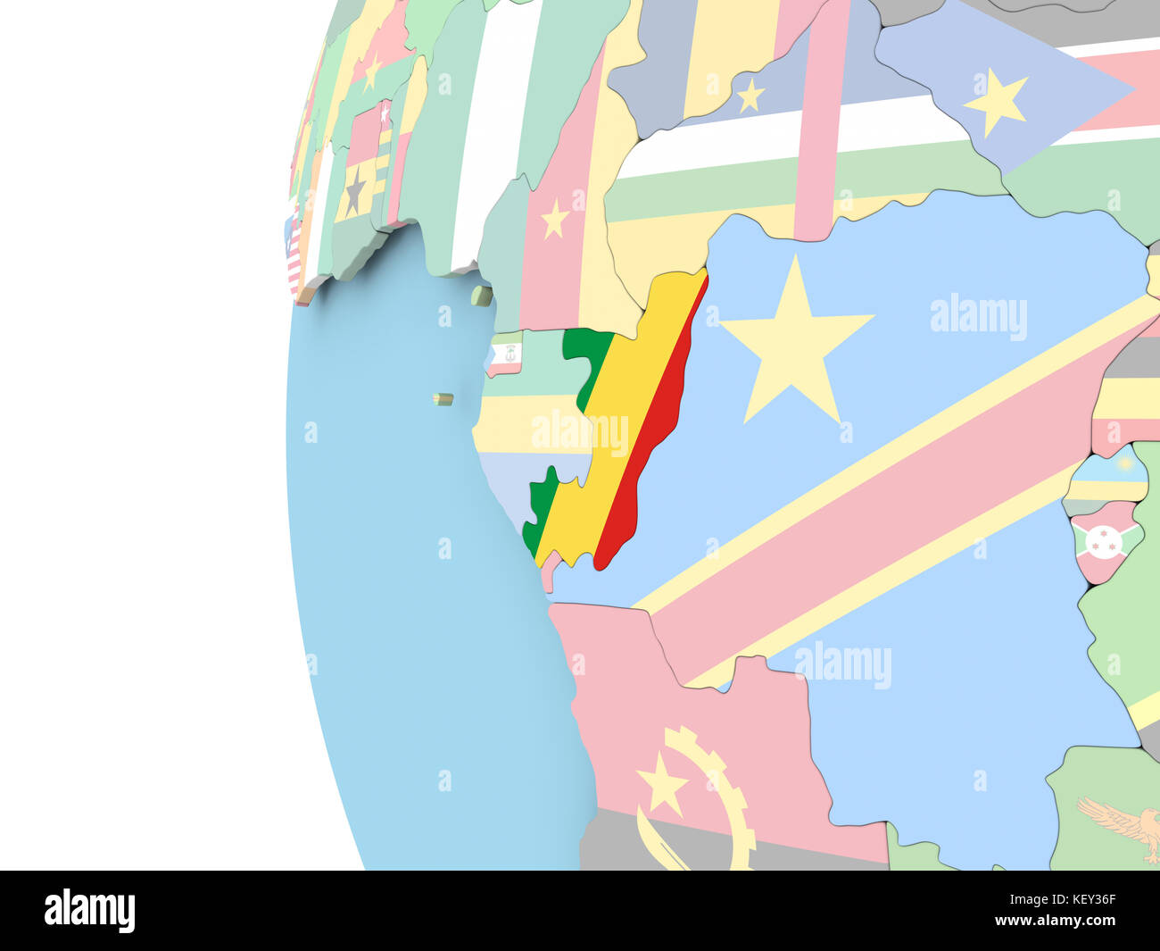 Congo on political globe with flag. 3D illustration Stock Photo - Alamy