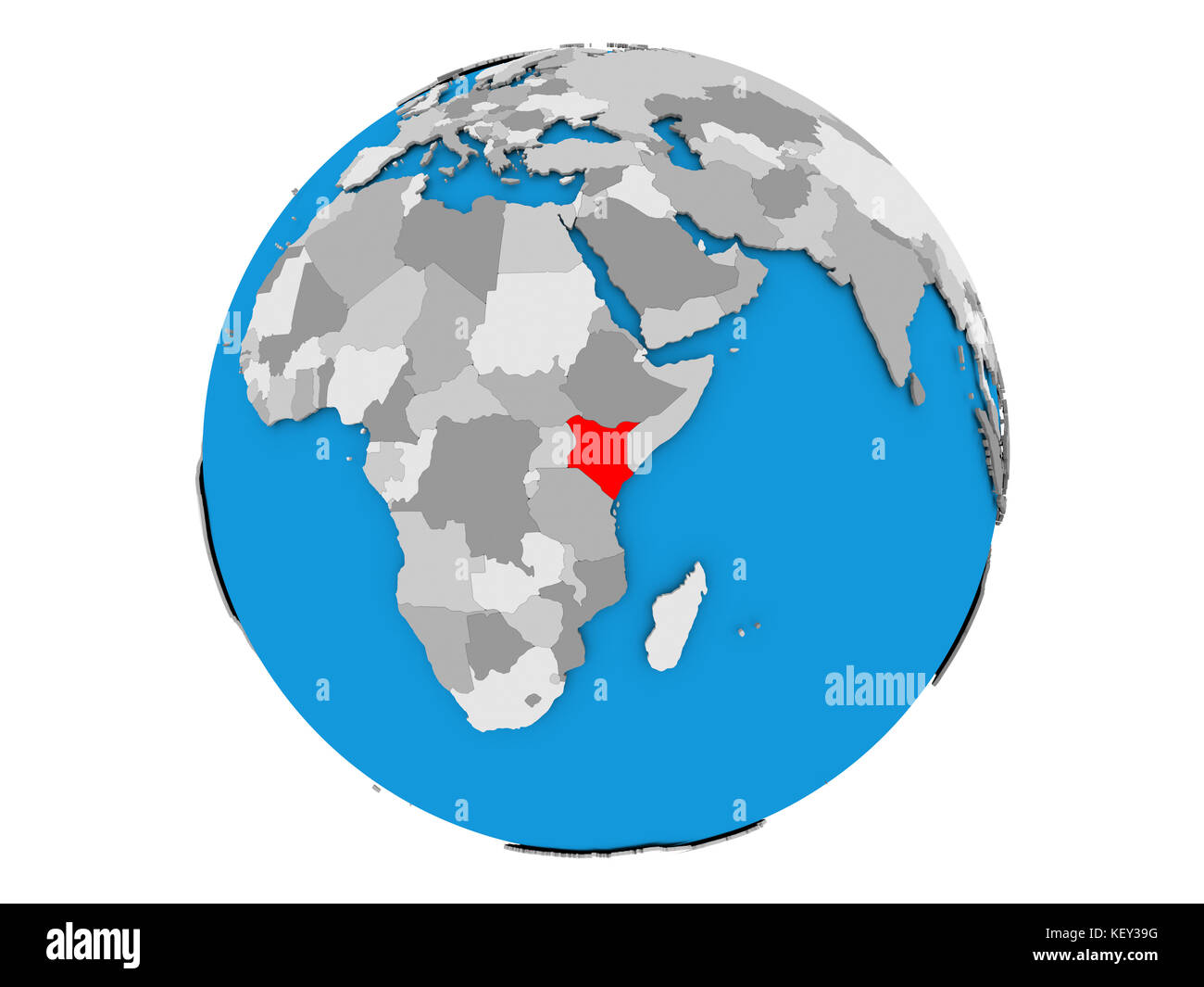 Map Of Africa Kenya Highlighted Cut Out Stock Images Pictures Alamy Kenya Highlighted In Red On Political Globe 3d Illustration Isolated KEY39G 