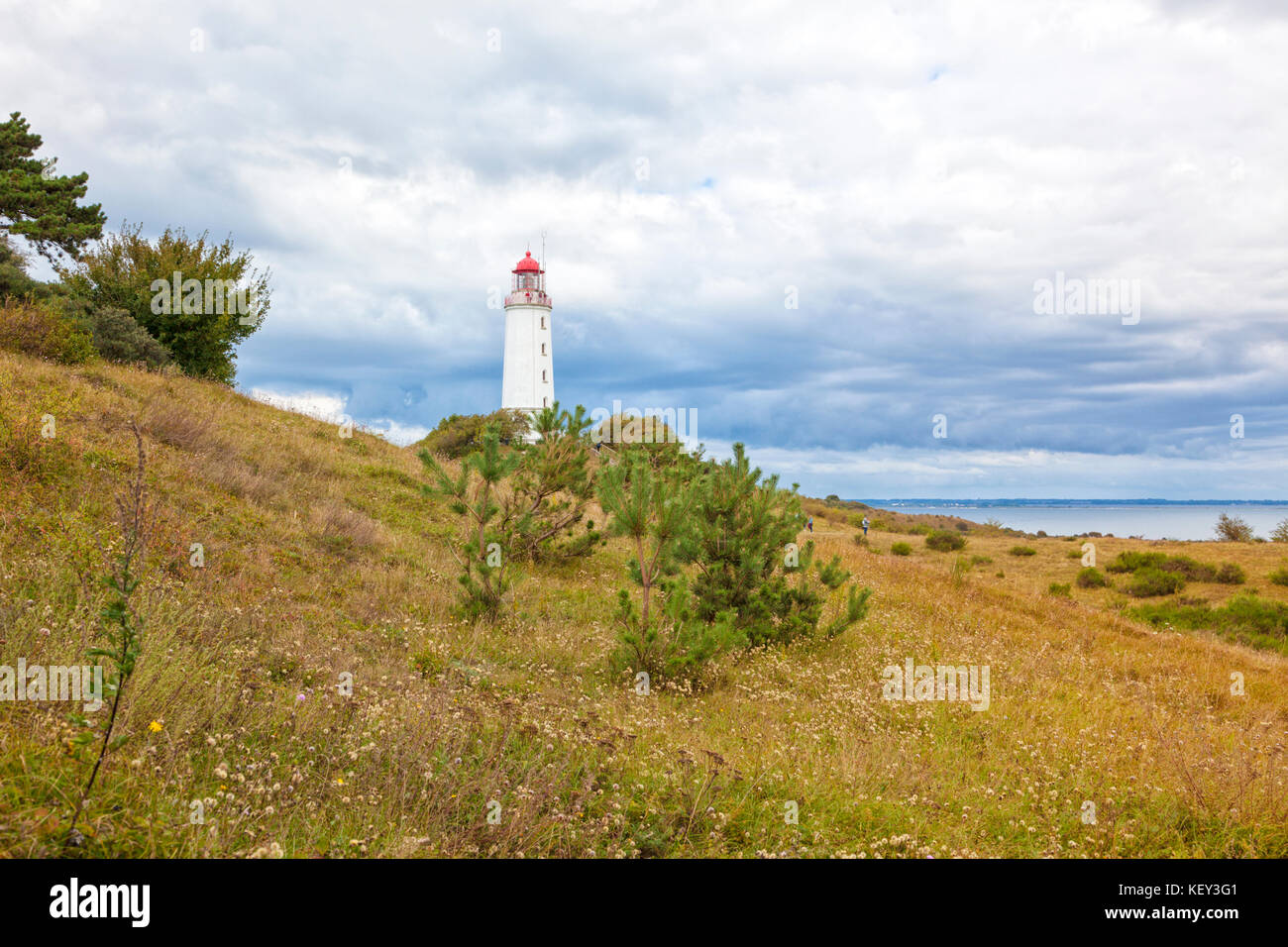 Dornbusch lighthouse on Hiddense island, Mecklenburg-West Pomerania Stock Photo