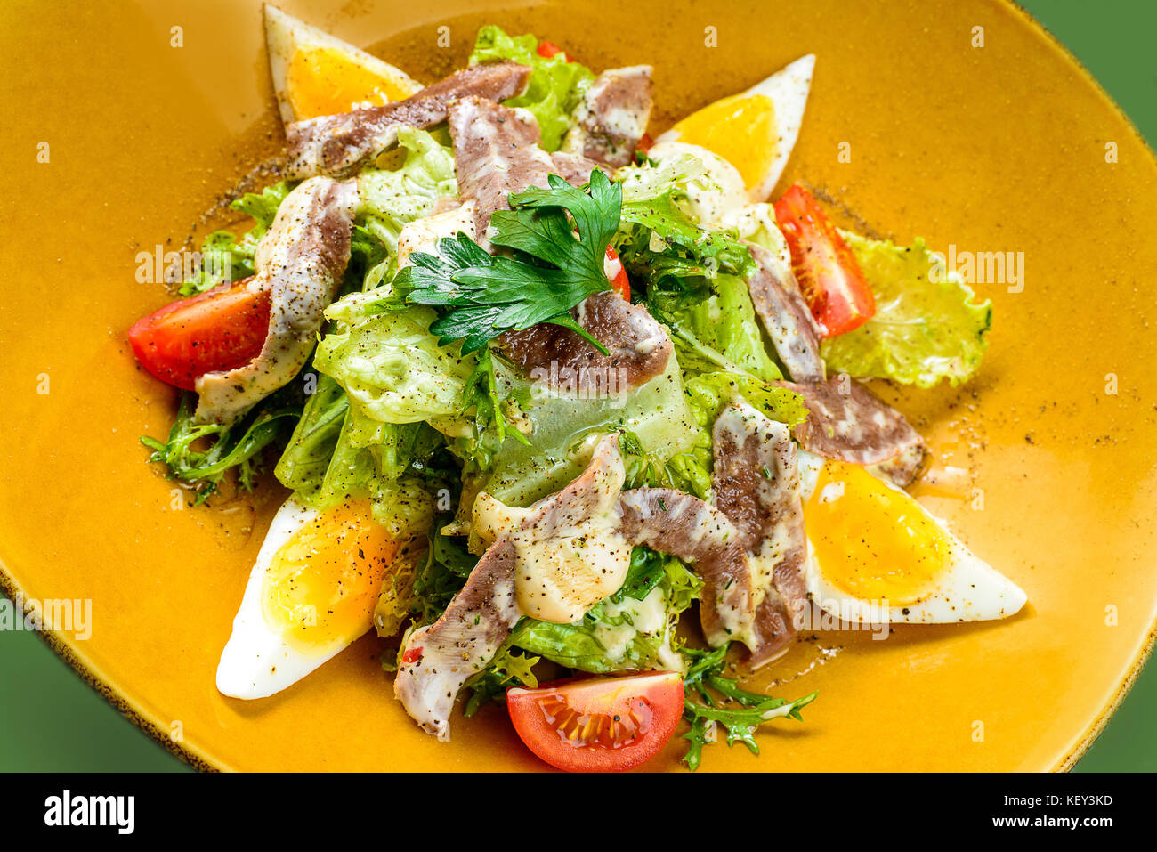 Korean salad with egg and meat Stock Photo - Alamy
