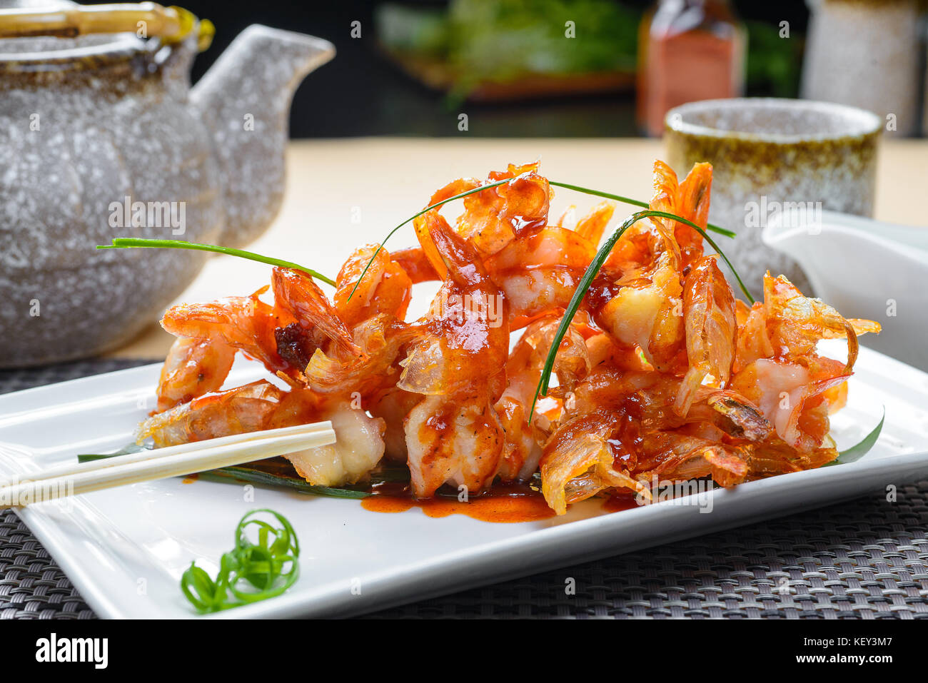 Fried shrimp in caramel on Asian Stock Photo - Alamy