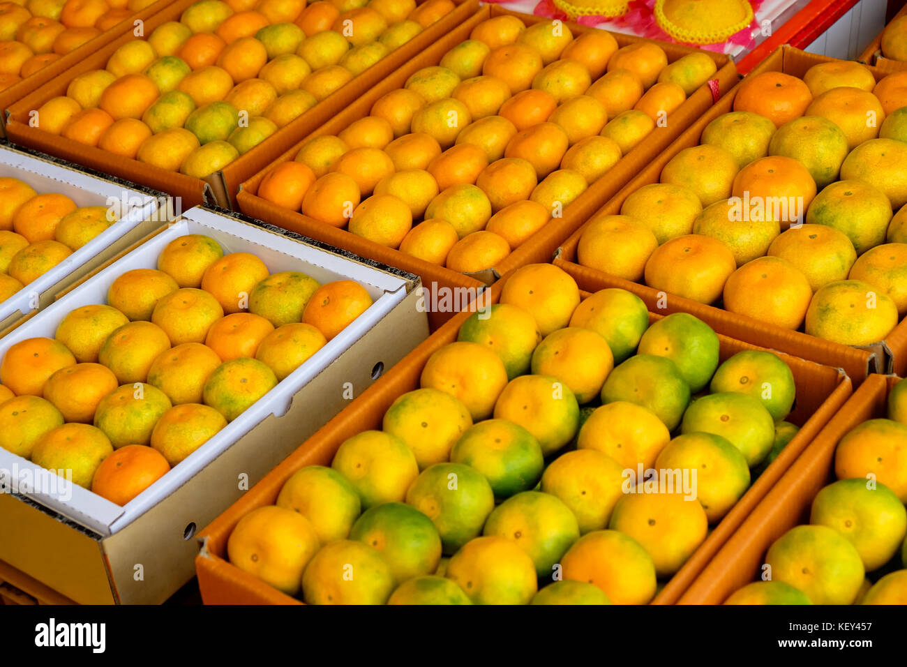 Fresh tangerines in a street market Stock Photo