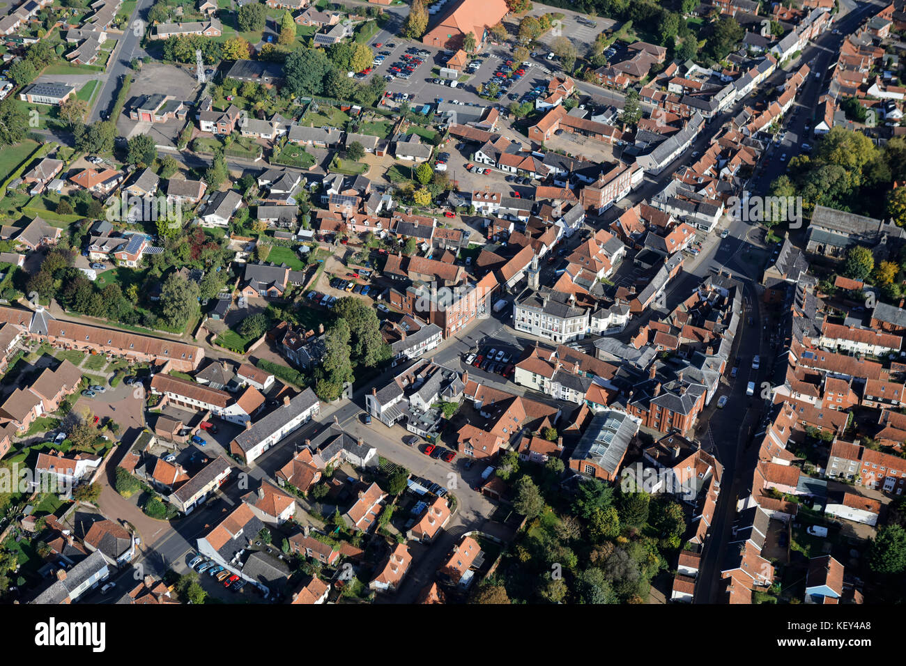An aerial view of the Norfolk town of Harleston Stock Photo