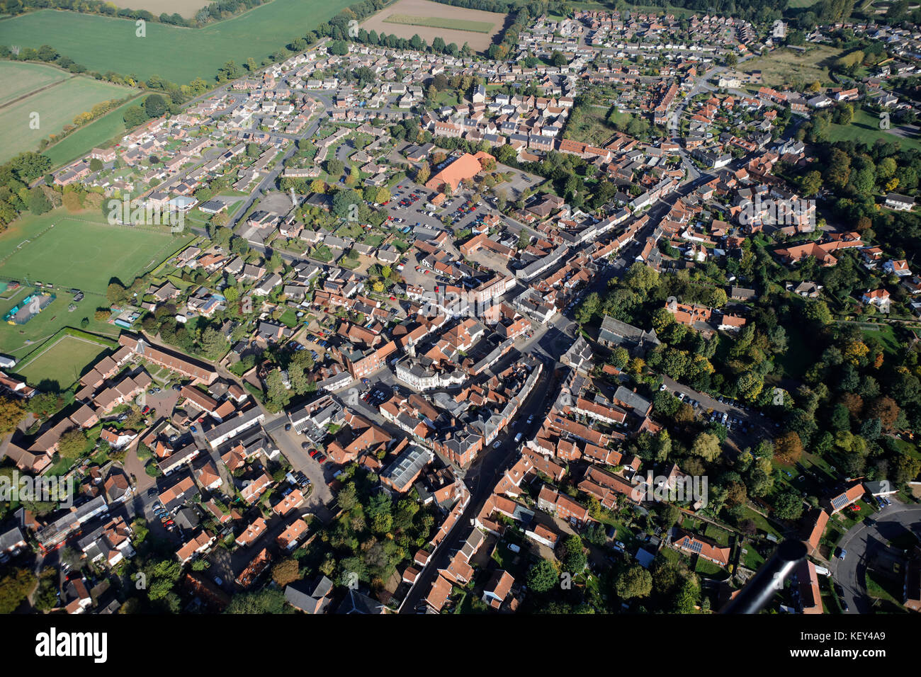 An aerial view of the Norfolk town of Harleston Stock Photo Alamy