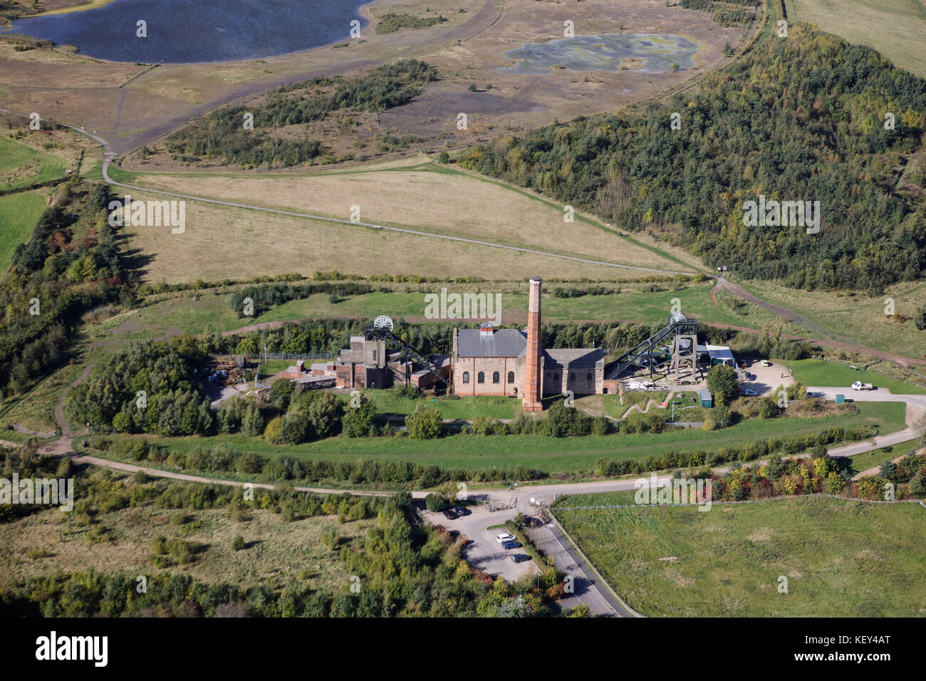An aerial view of Pleasley Colliery near Mansfield, Nottinghamshire Stock Photo