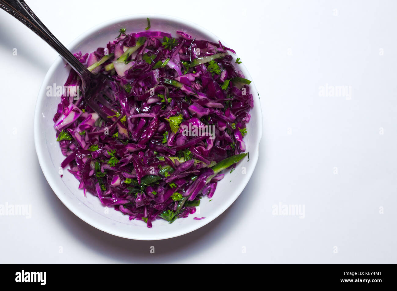 Fresh vegetables salad with purple cabbage, white cabbage, lettuce, in