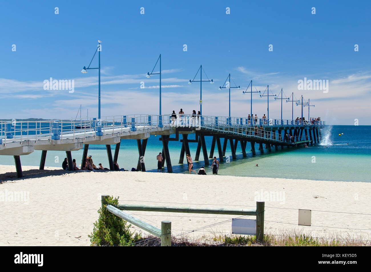 Palm Beach Jetty , Rockingham beach, Western Australia Stock Photo