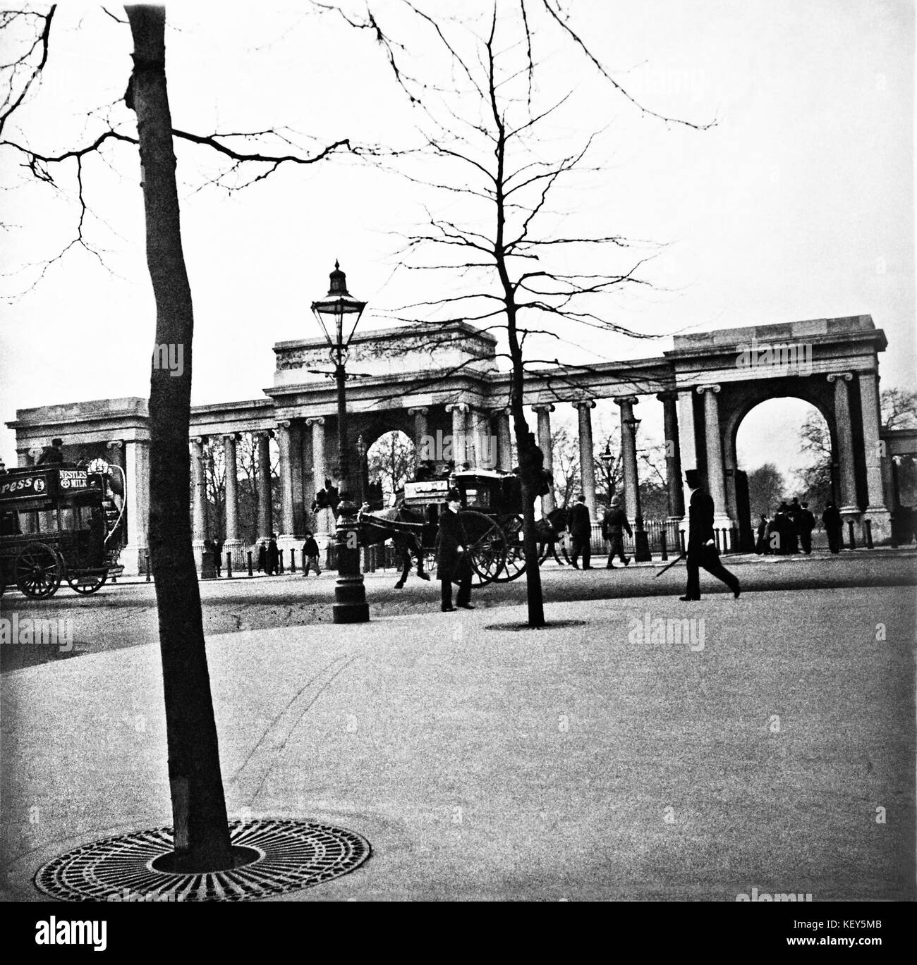 London United Kingdom England in 1900.  Black and white city and village scenes including the Thames Stock Photo