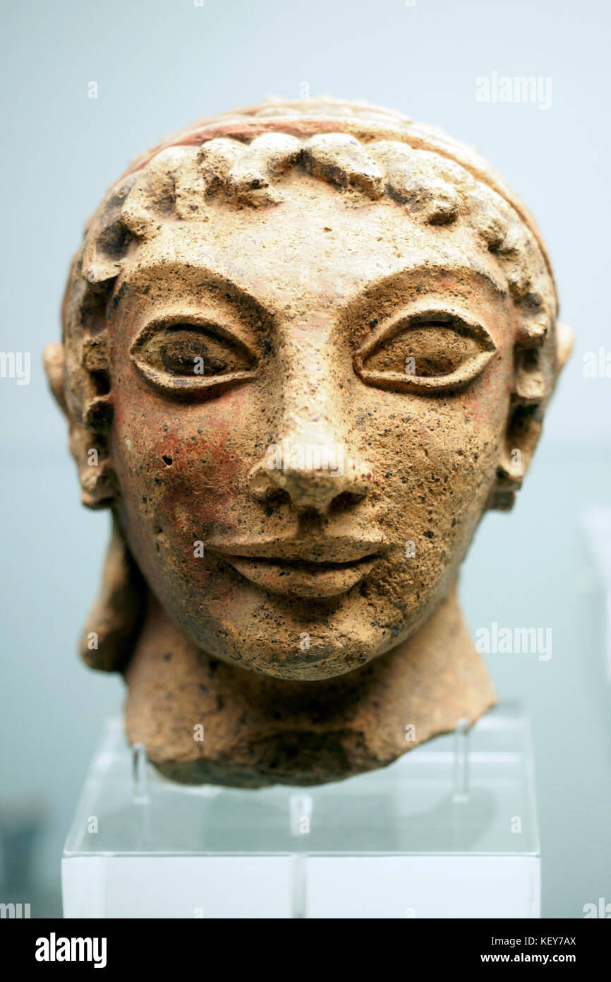 Terracotta head of a youth from a votive statue Etruscan about 510490