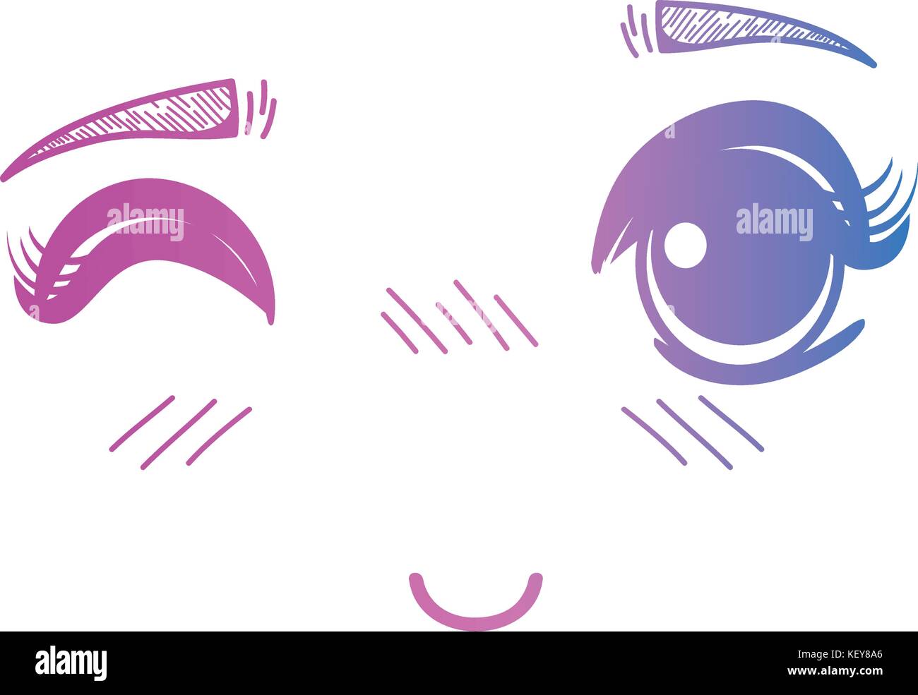 Line Anime Girl Face Expression Stock Vector Image Art Alamy
