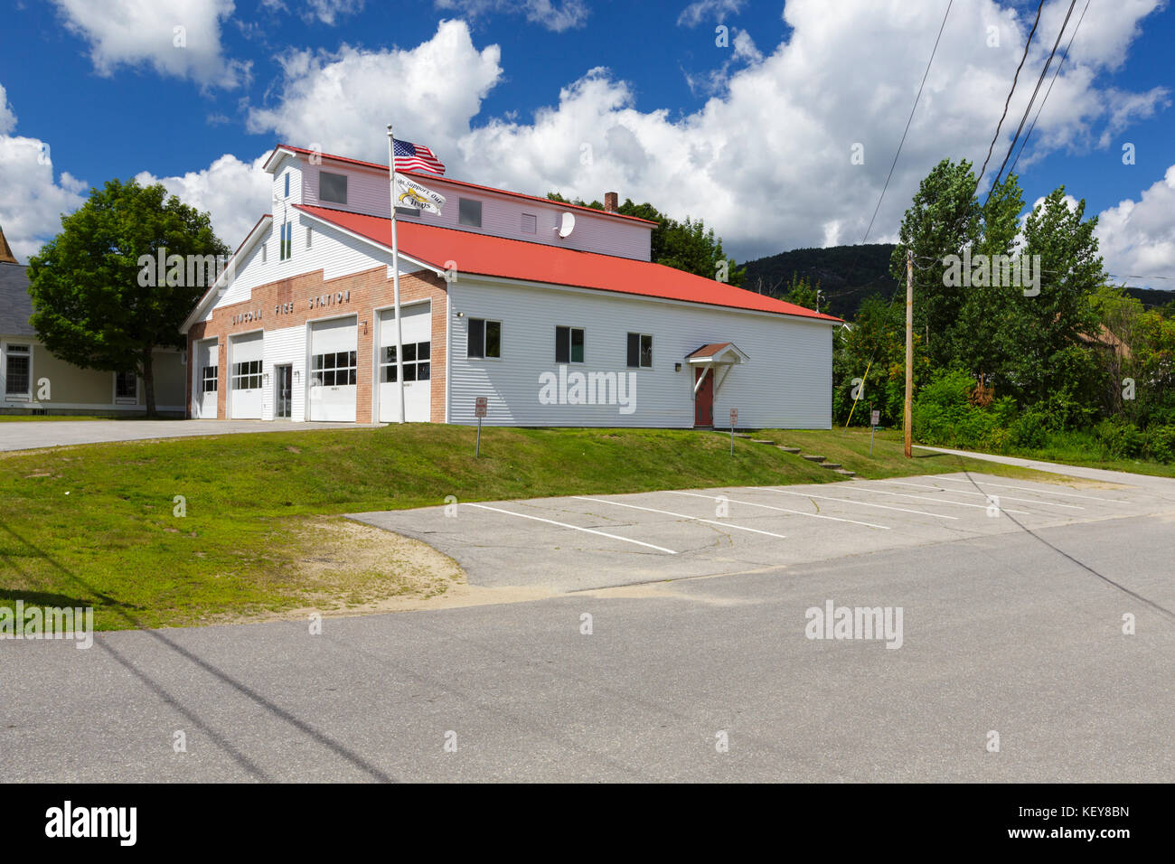 The Fire Station on Church Street in Lincoln, New Hampshire during the