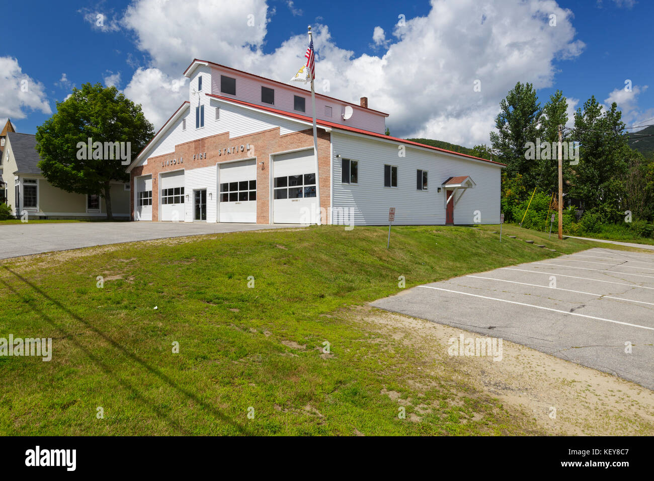 The Fire Station on Church Street in Lincoln, New Hampshire during the