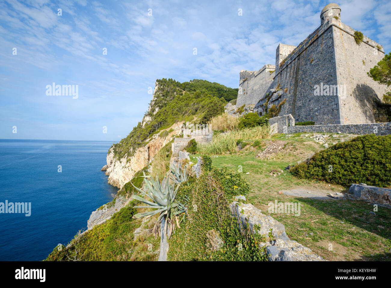 Castle Doria above the coastline at Porto Venere, Liguria, Italy Stock Photo