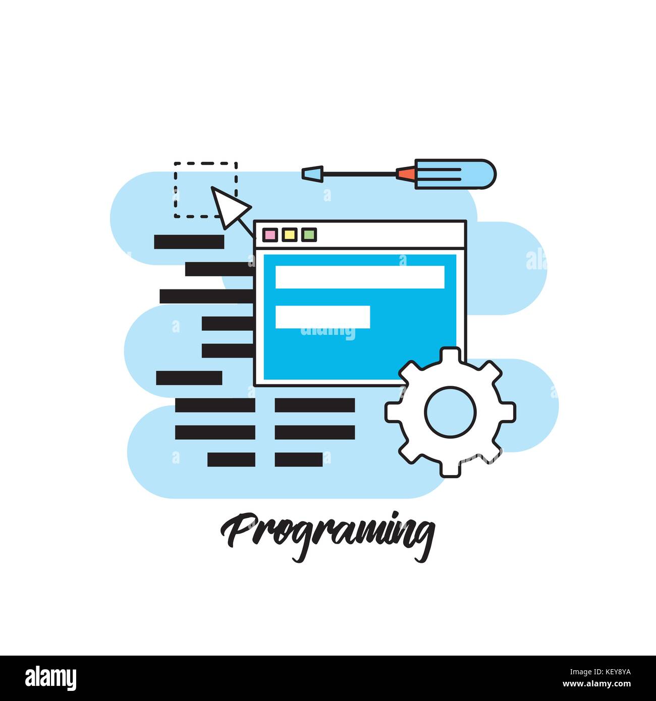 system programming technology with website code Stock Vector