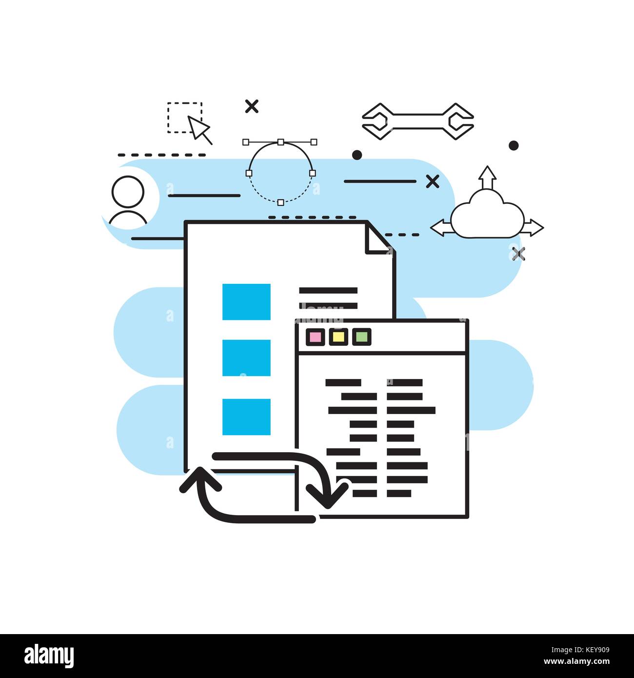 system programming technology with website code Stock Vector