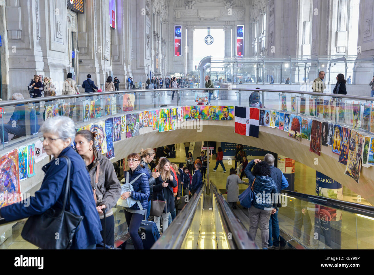 Passengers at Milan's Central station servicing major Italian cities and internationally Stock Photo