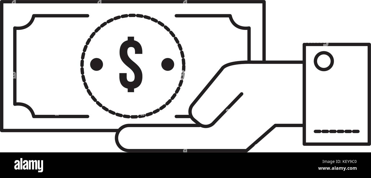 line businessman with bill cash money in the palm hand Stock Vector ...