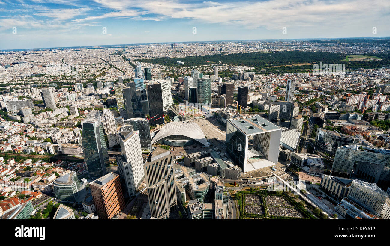 Aerial View of the Financial District La Défense, Paris France Stock Photo