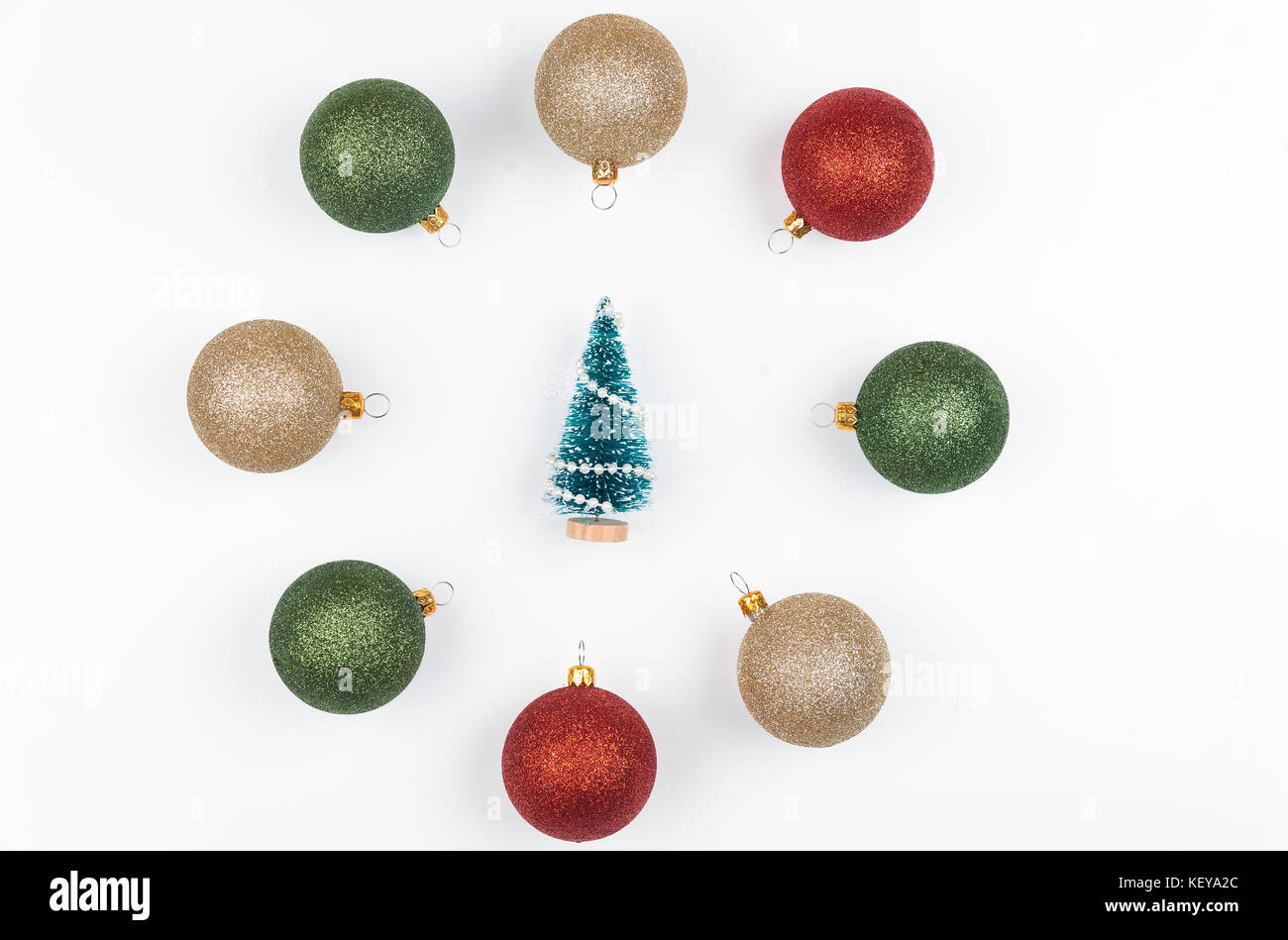 christmas tree with colorful balls isolated on white background Stock ...