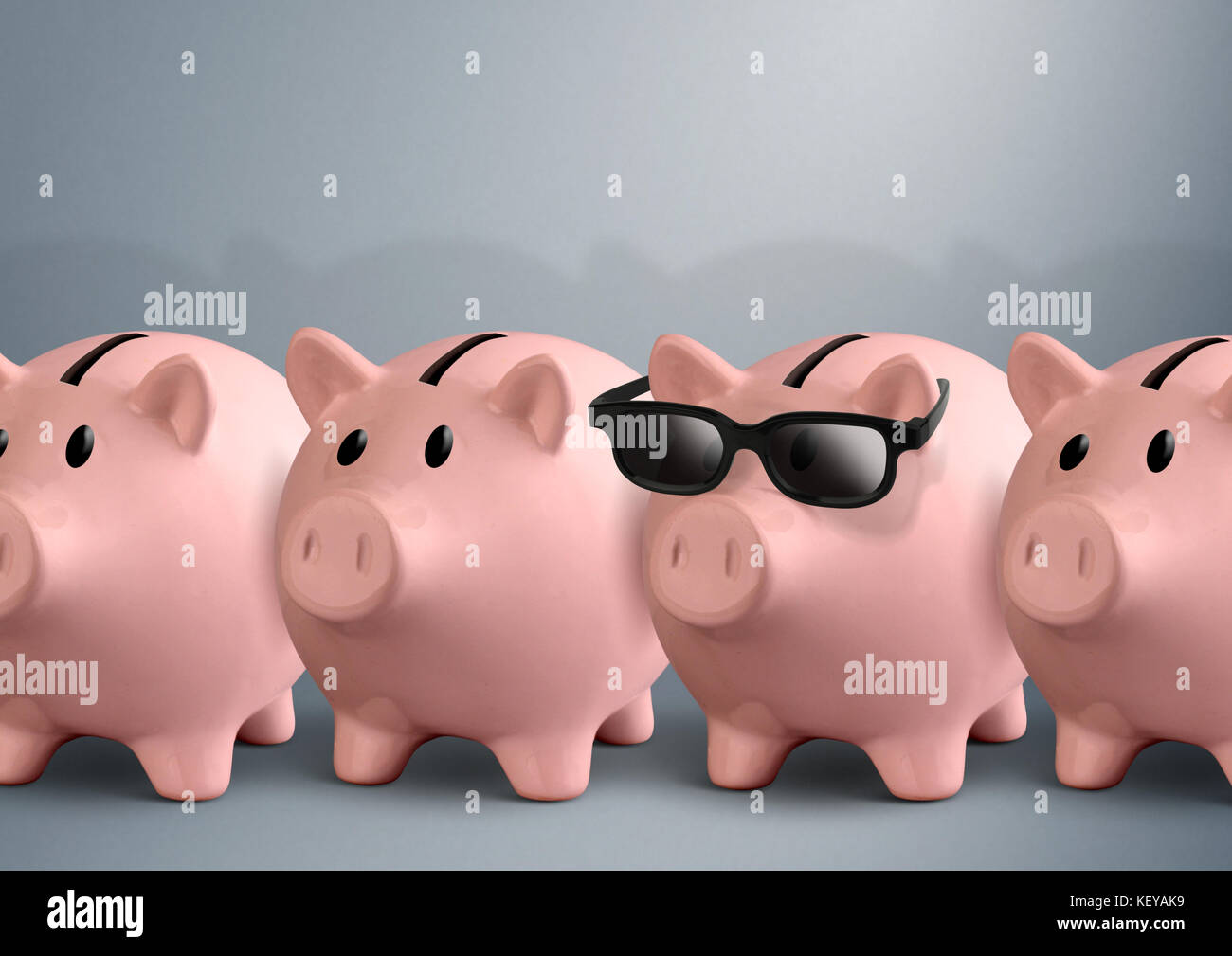 Piggy bank with glasses, finance concept Stock Photo - Alamy