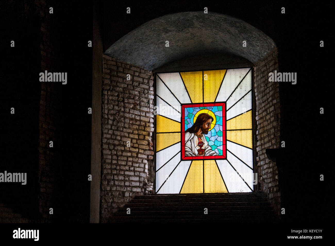 Stained glass window, Santa Monica Church, Laoag City, Philippines