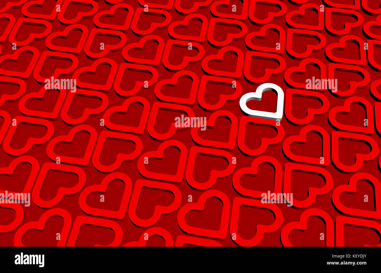 A White 3D Heart Inside 3D Red Hearts Pattern backdrop Stock Photo - Alamy