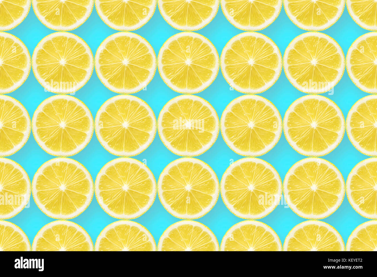 many lemon slices regular seamless pattern on blue background Stock ...