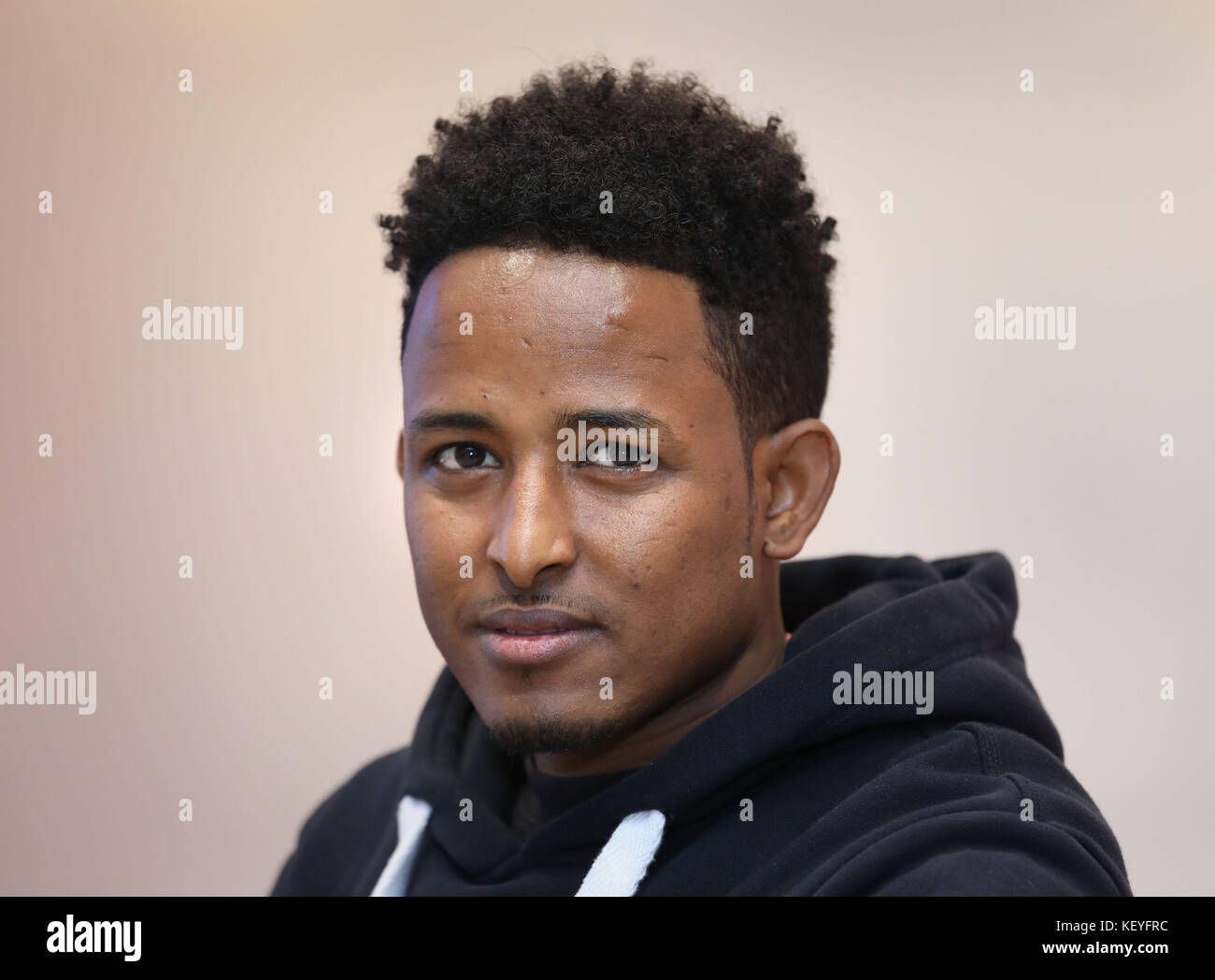 Tekle from Eritrea who made the trip across the Channel three-and-a-half years ago aged 16, stowed away in a refrigerated lorry with a friend, and has since been granted asylum in Britain where he is now studying for his A-levels. Stock Photo