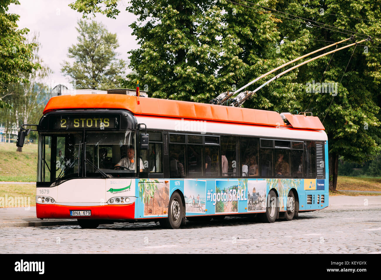Vilnius, Lithuania. Public Trolleybus With Route Number Two Moving On  Zygimantu Street To Railway Station Stock Photo - Alamy