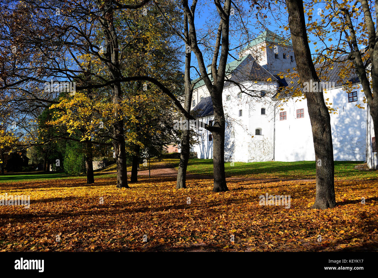 HELSINKI, TURKU – OCTOBER 21, 2017: the medieval castle Turun linna in autumn Stock Photo
