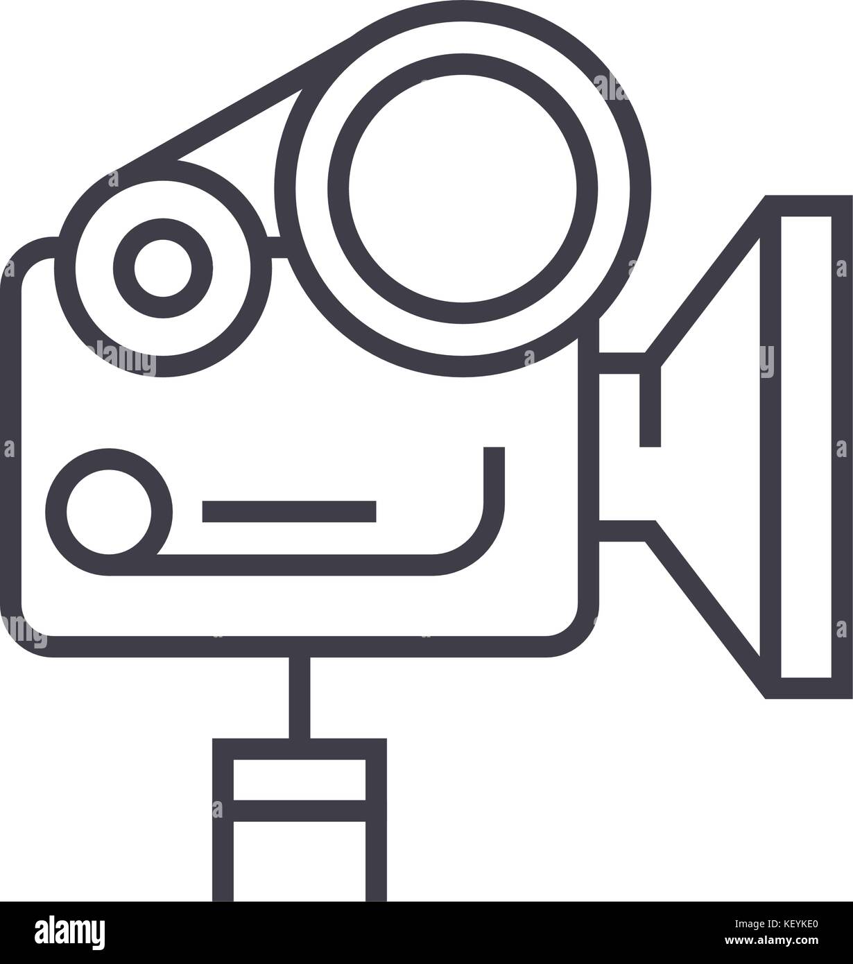 movie camera linear icon, sign, symbol, vector on isolated background Stock Vector