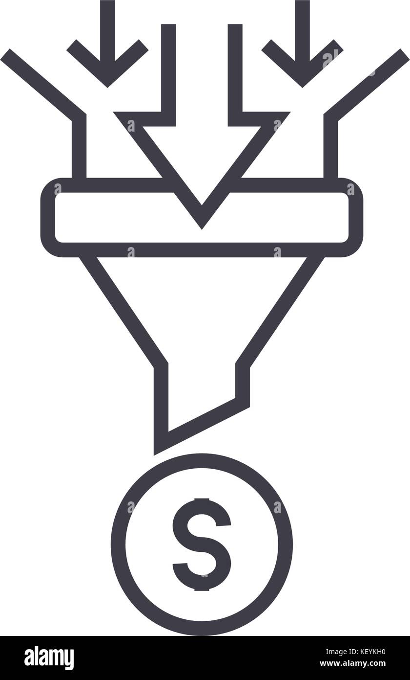 sales funnel linear icon, sign, symbol, vector on isolated background ...