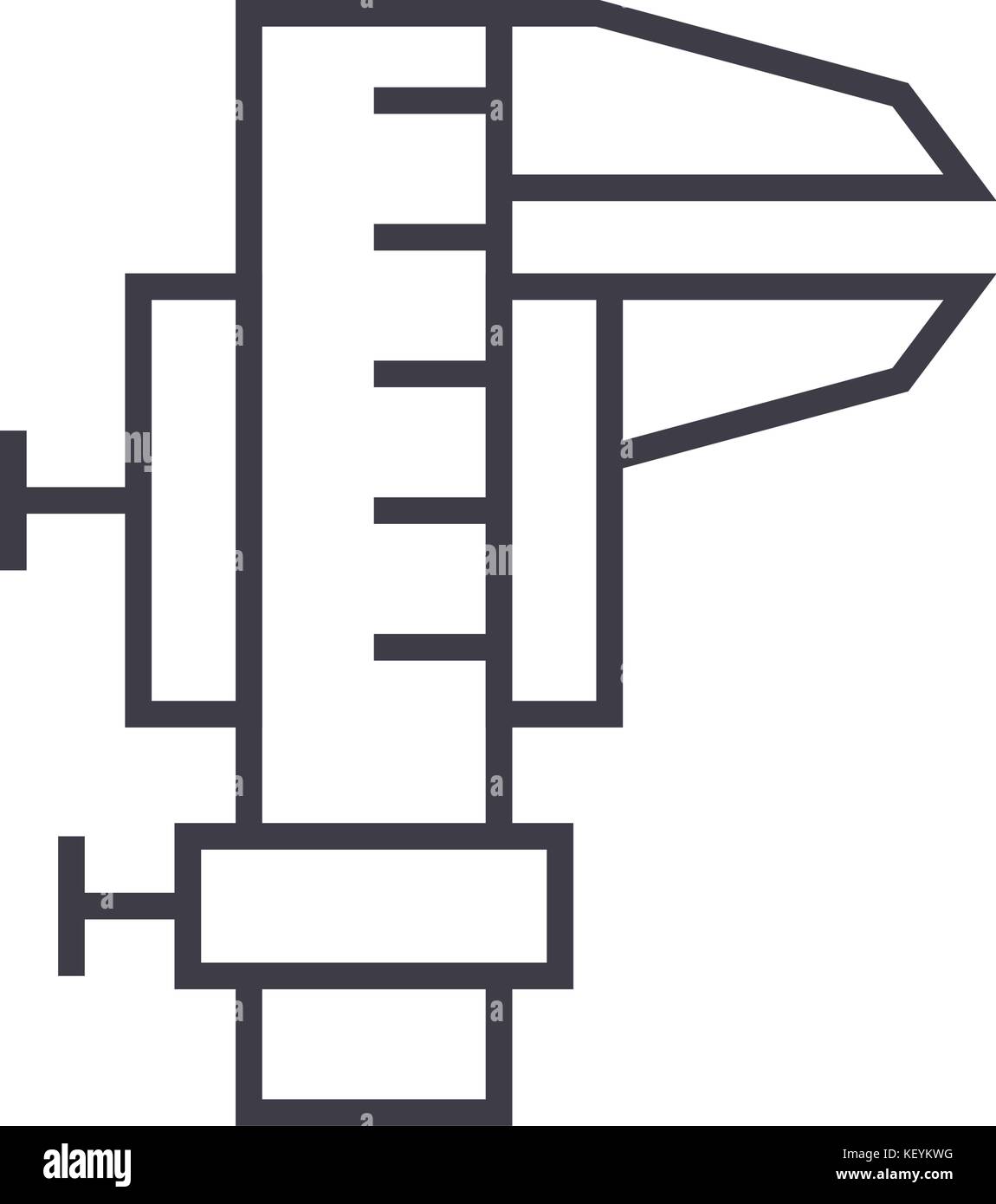 caliper tool linear icon, sign, symbol, vector on isolated background ...
