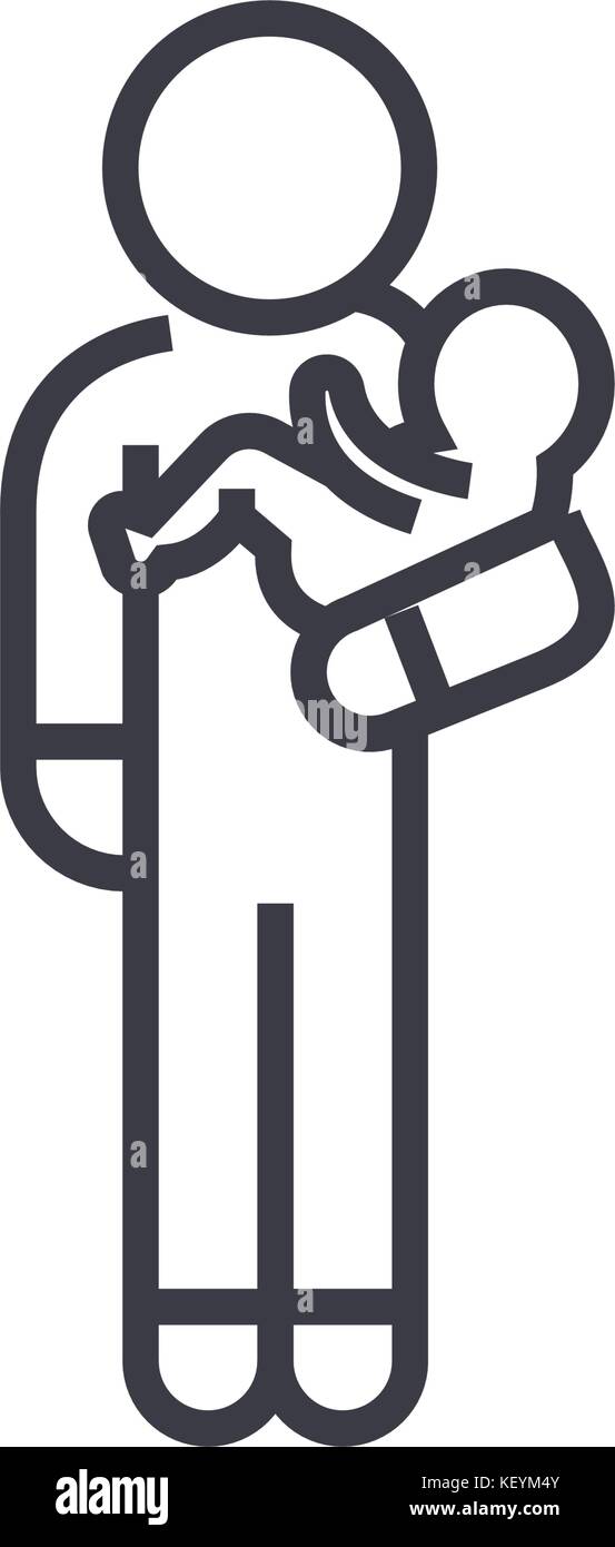person with baby linear icon, sign, symbol, vector on isolated ...