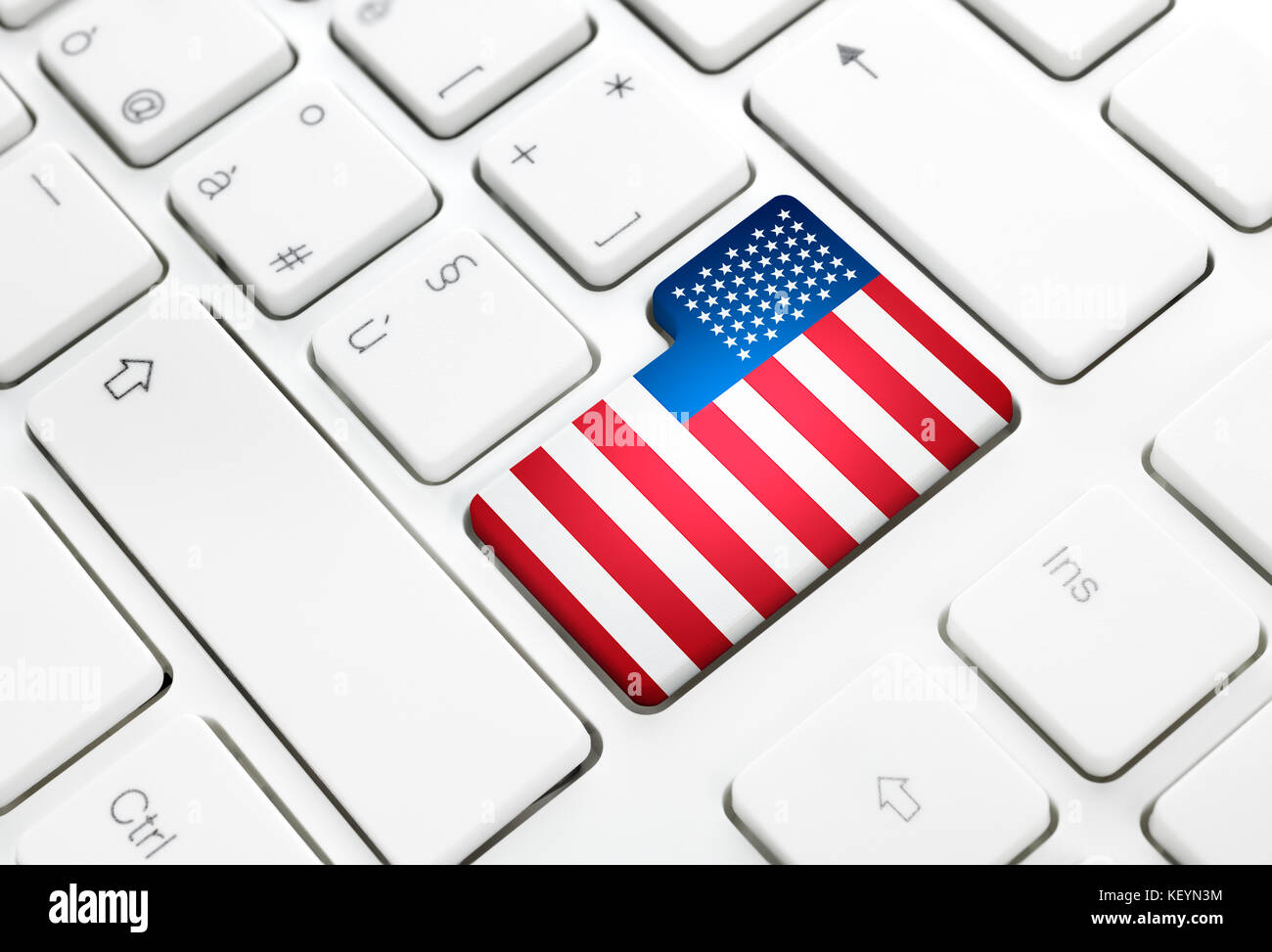 United States of America or Usa web concept english language. Flag enter button or key on keyboard Stock Photo