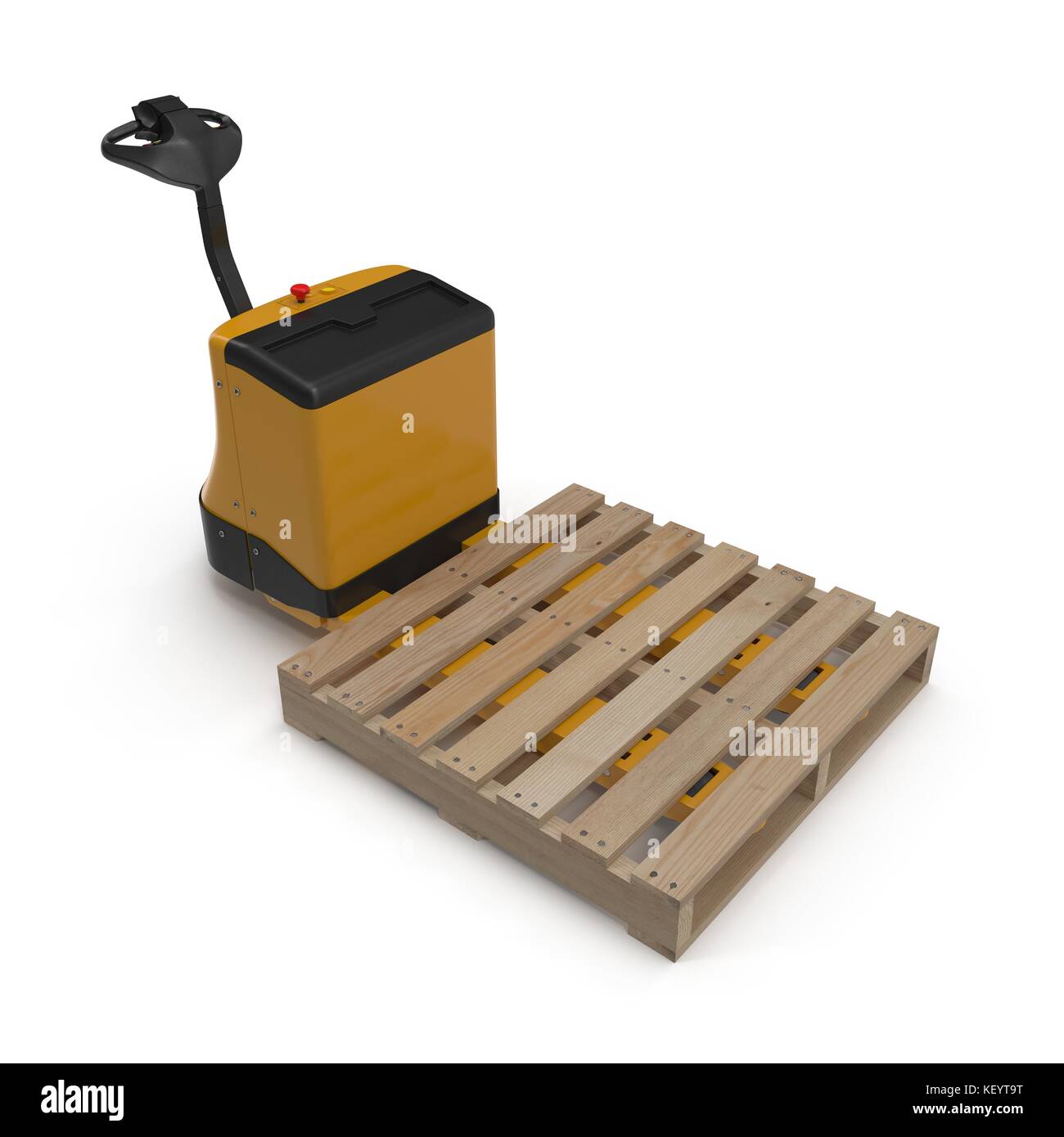 Electric walkie pallet jack isolated on white. 3D Illustration Stock Photo