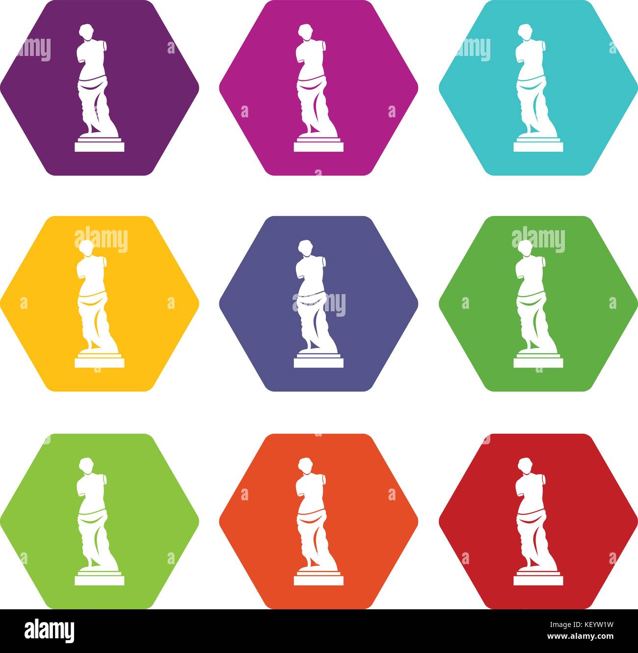 Ancient statue icon set color hexahedron Stock Vector Image & Art - Alamy