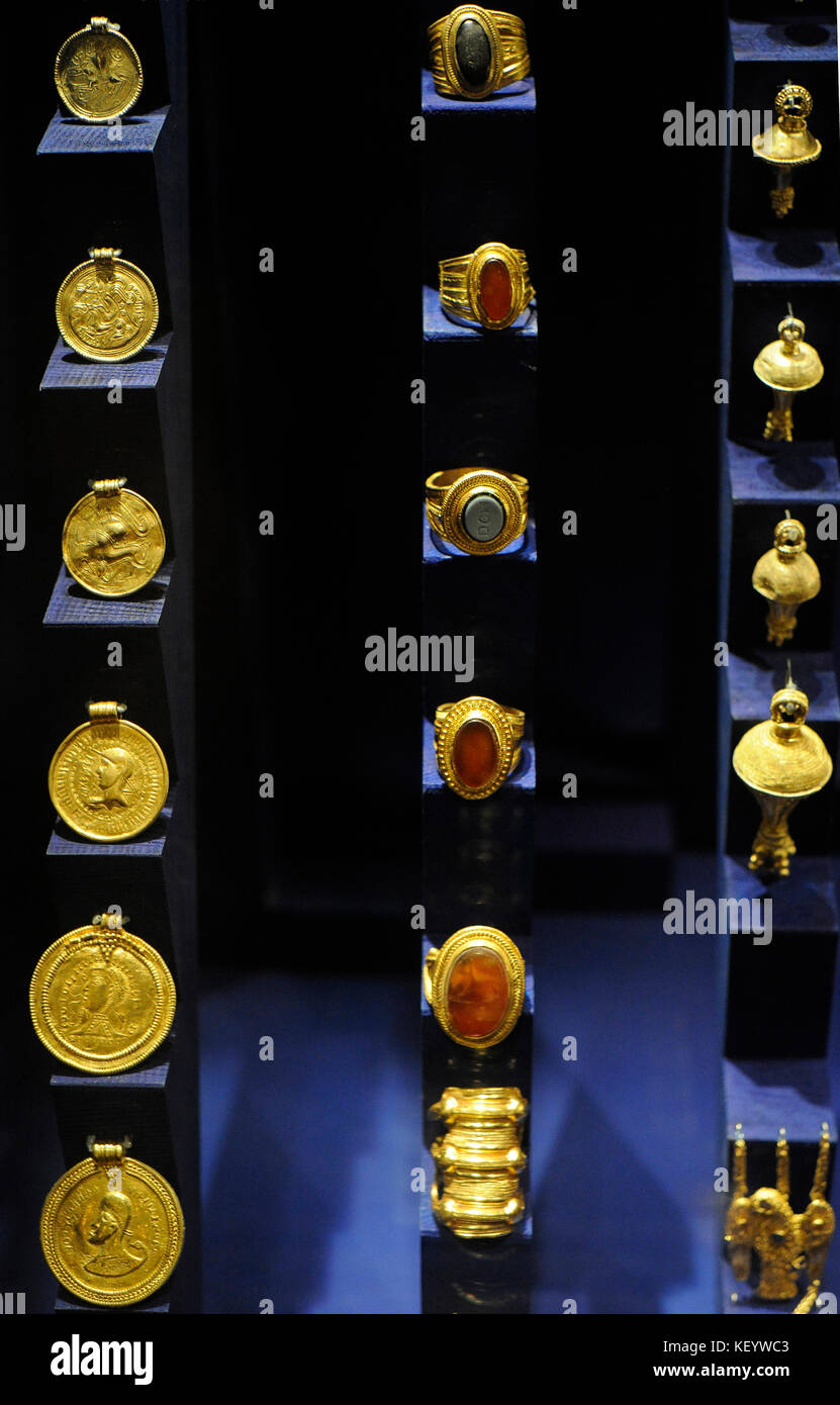 Scandinavia. Low Roman Iron Age. 1st-4th century. Rings, earring and bracteates. Sweden. Historical Museum. Stockholm. Sweden. Stock Photo