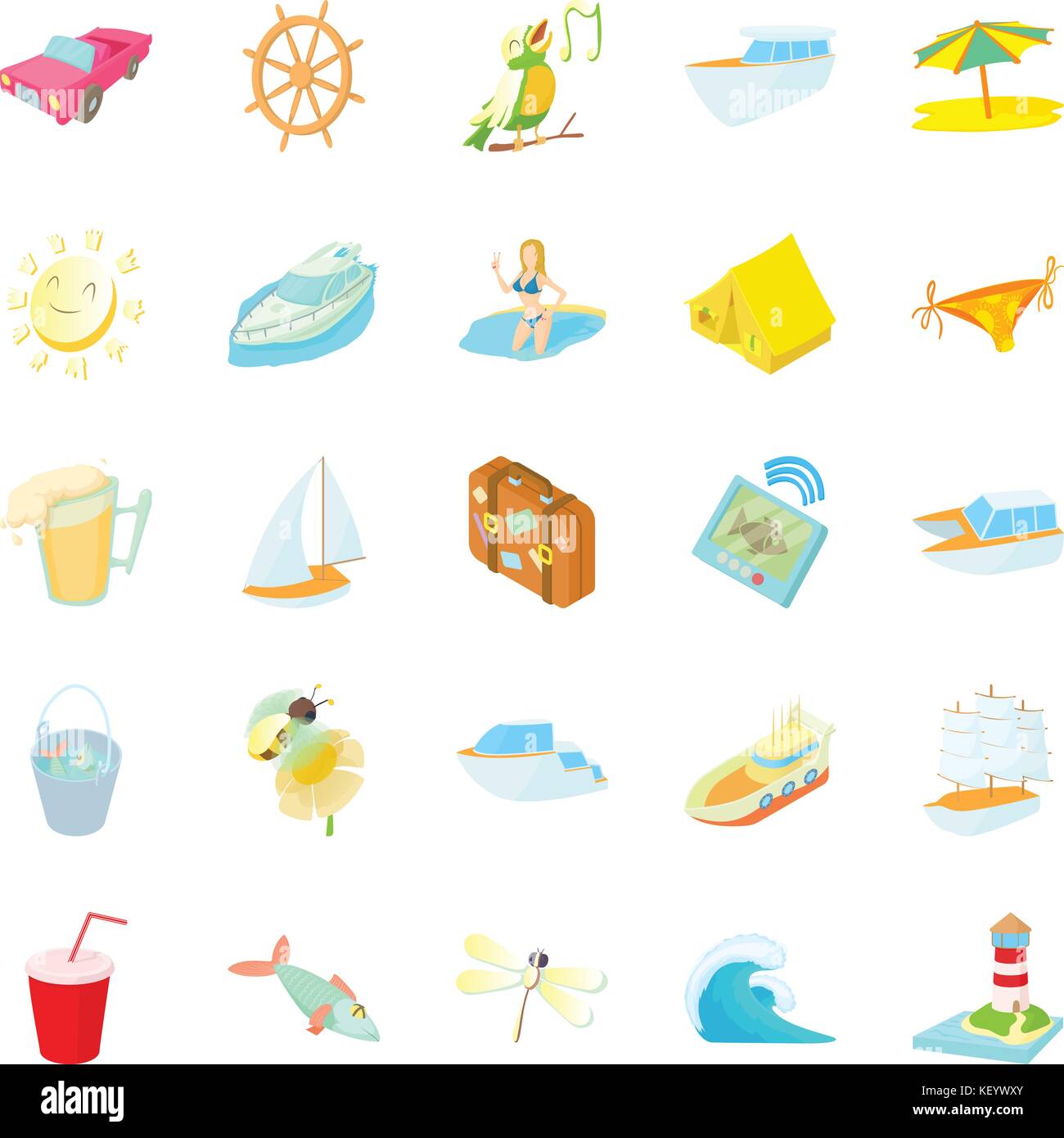 Sea trip icons set, cartoon style Stock Vector Image & Art - Alamy