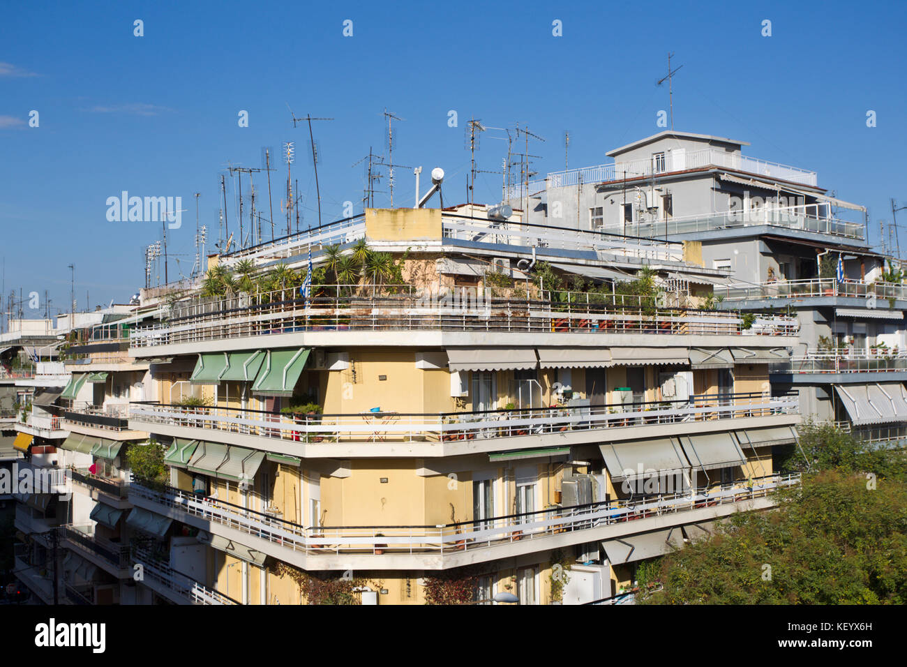 View of apartment houses in Thessaloniki city, Greece. Stock Photo